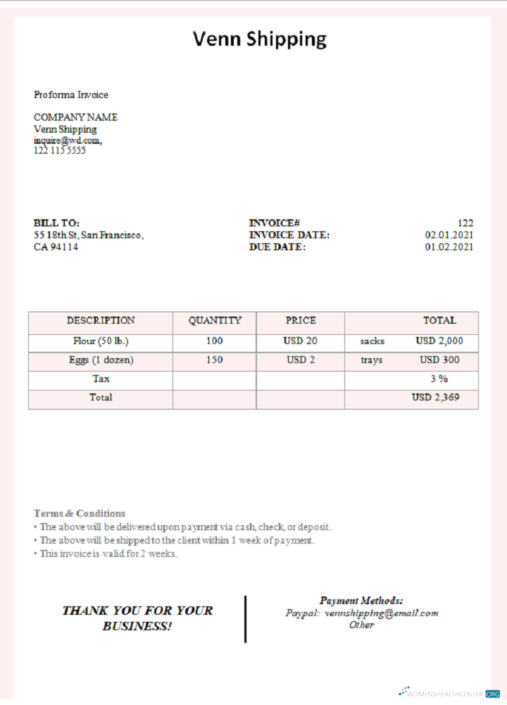 Редактируемый Скачать USA Venn Shipping Invoice Photoshop Шаблон