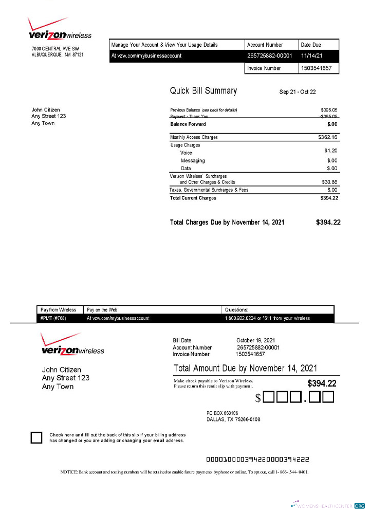 Премиум Скачать USA Verizon Invoice Шаблон Photoshop Шаблон