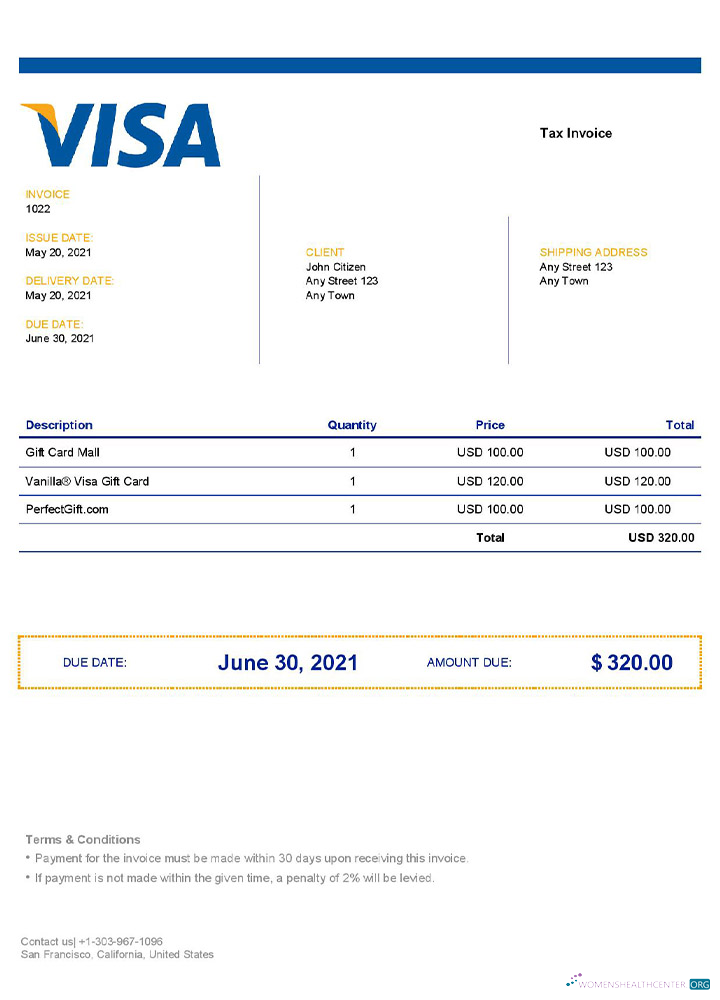 Реалистичный Скачать USA Visa Invoice Шаблон Photoshop Шаблон