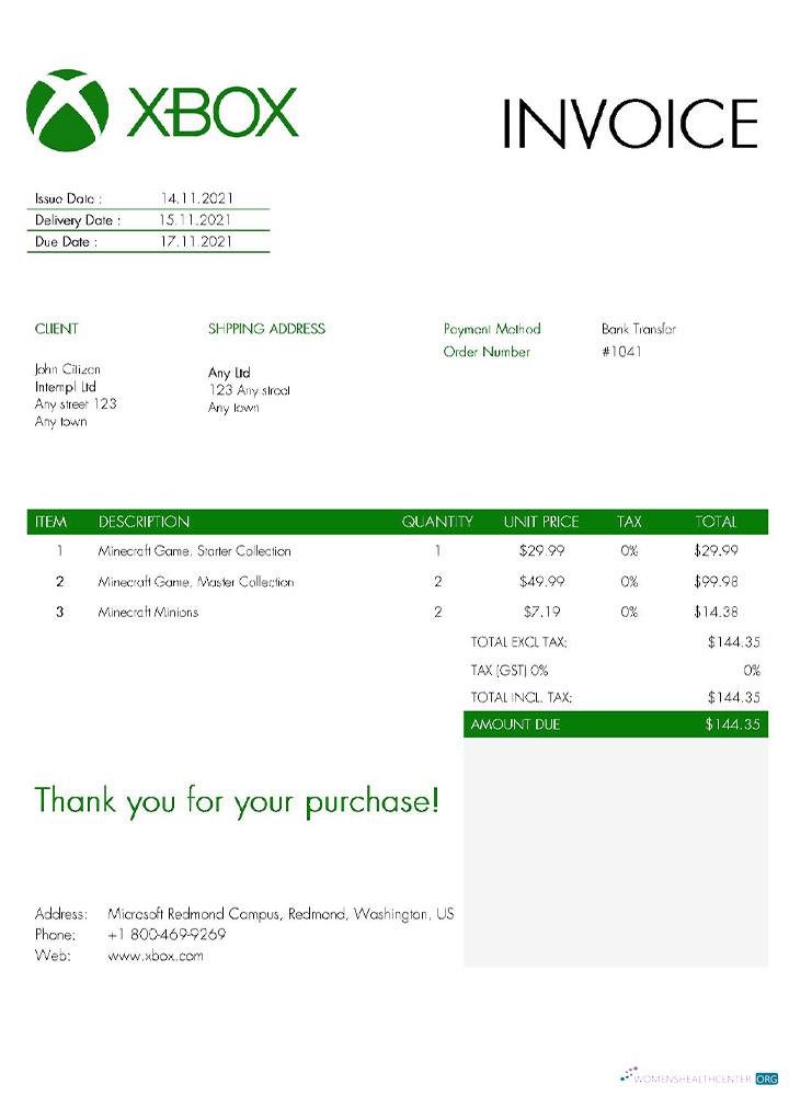 Качественный Скачать USA Xbox Invoice Шаблон Photoshop Шаблон