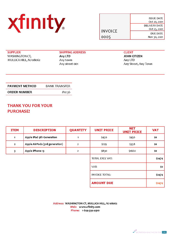 Качественный Скачать USA Xfinity Invoice Шаблон Photoshop Шаблон