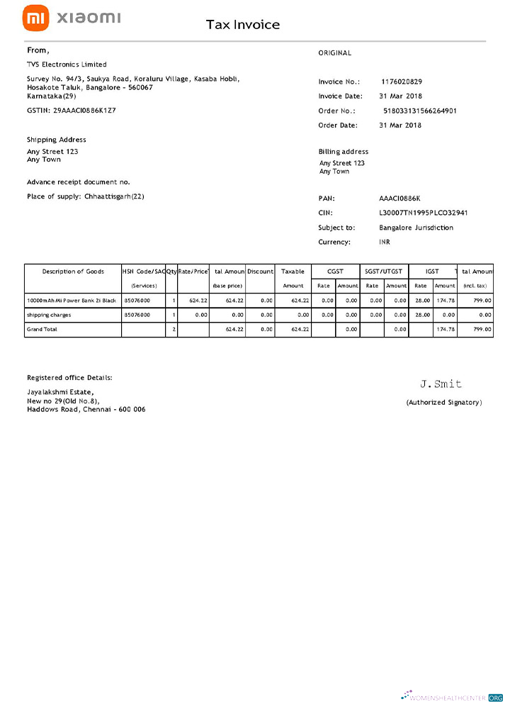 Качественный Скачать USA Xiaomi Invoice Шаблон Photoshop Шаблон