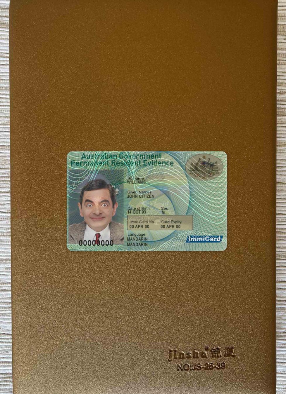 Профессиональный Скачать Австралия Permanent Residence Карта Фотоэффект Лицевая Сторона Photoshop Шаблон