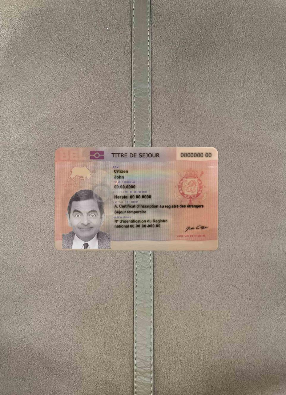 Редактируемый Скачать Бельгия Permanent Residence Карта Фотоэффект Лицевая Сторона Photoshop Шаблон