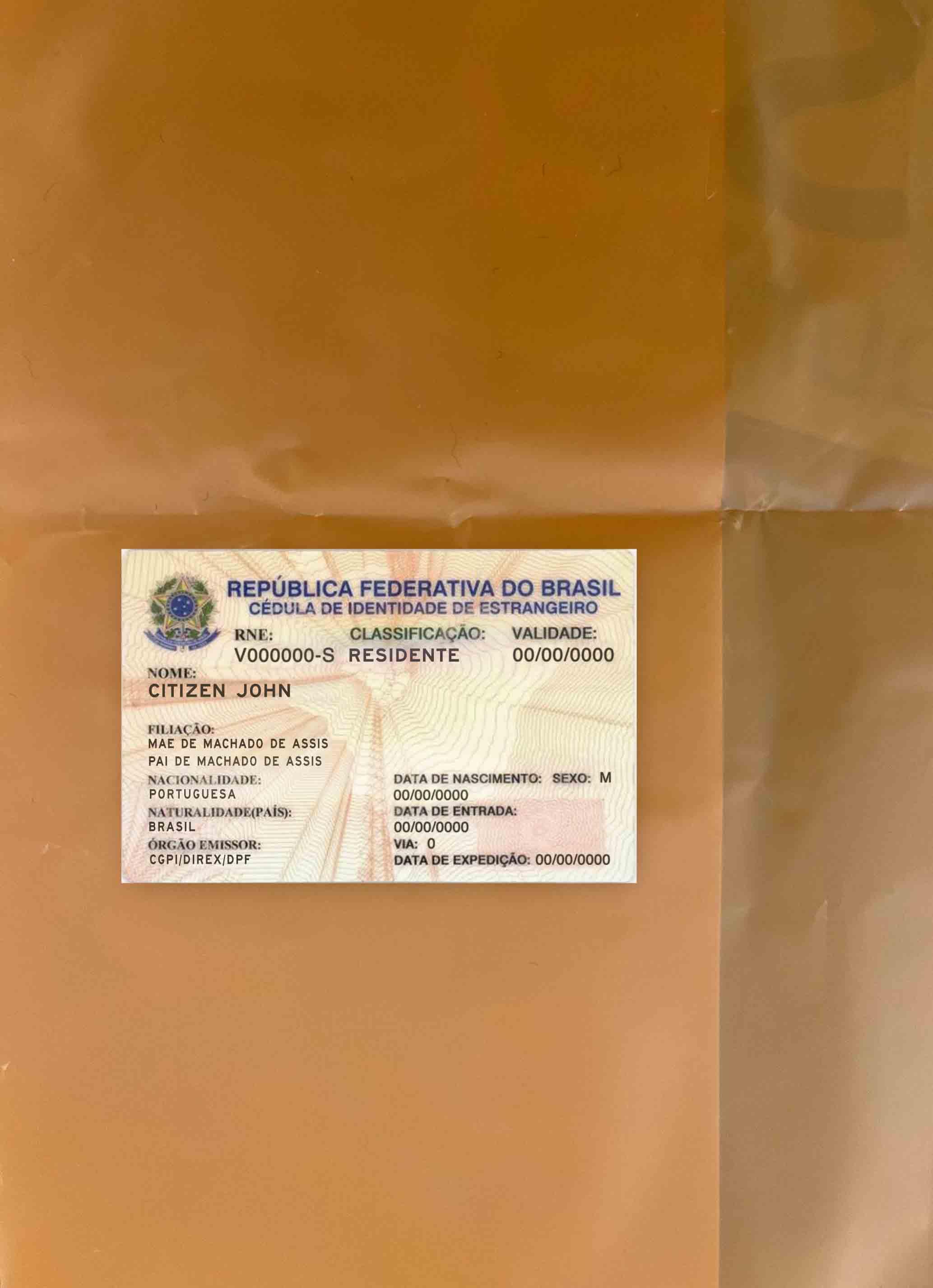 Реалистичный Скачать Brasil Resident Permit Фотоэффект Лицевая Сторона Photoshop Шаблон