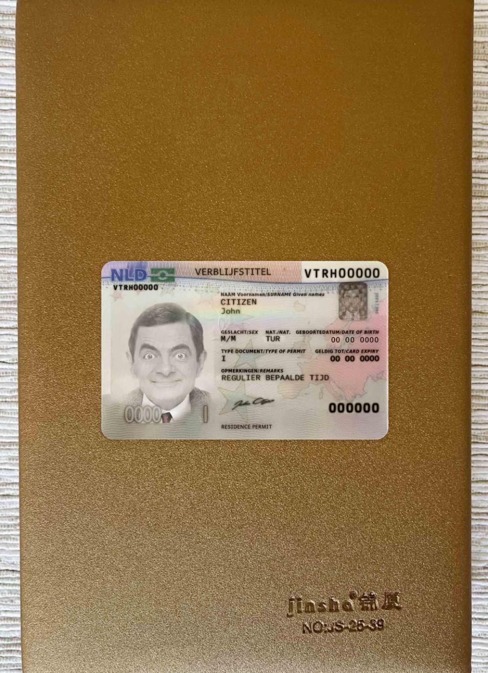 Профессиональный Скачать Нидерланды Residence Permit Фотоэффект Лицевая Сторона Photoshop Шаблон