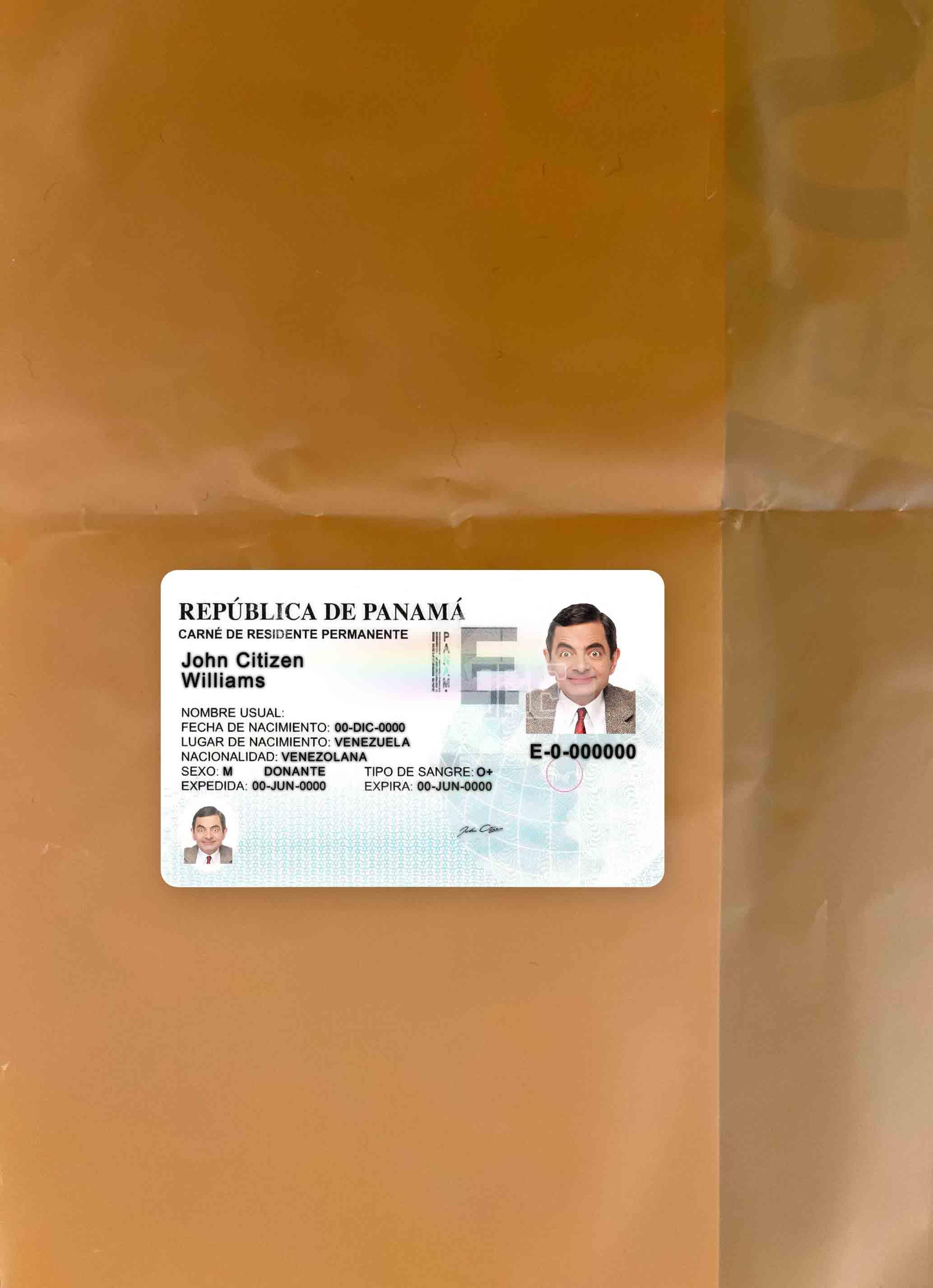 Качественный Скачать Панама Residence Permit Фотоэффект Лицевая Сторона Photoshop Шаблон