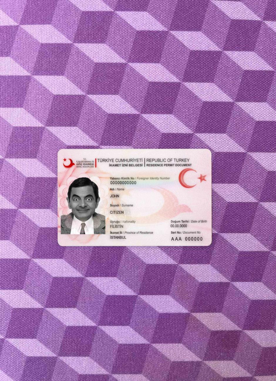 Профессиональный Скачать Турция Residence Permit Фотоэффект Лицевая Сторона Photoshop Шаблон