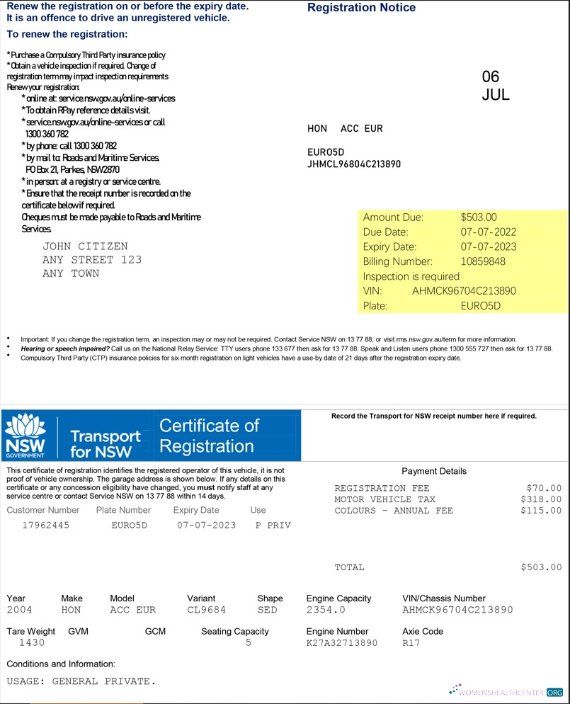 Премиум Скачать Австралия Transport для NSW Registration Certificate Photoshop Шаблон
