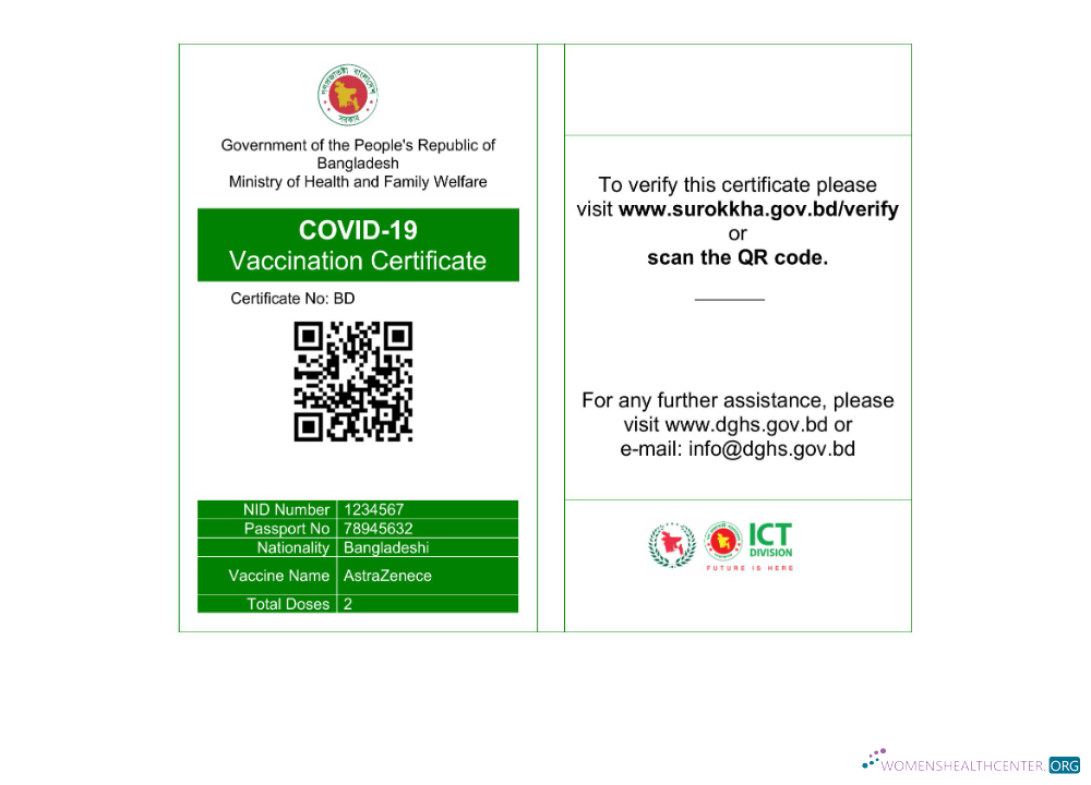 Реалистичный Скачать Бангладеш COVID 19 Vaccination Certificate Word и PDF Шаблон Photoshop Шаблон