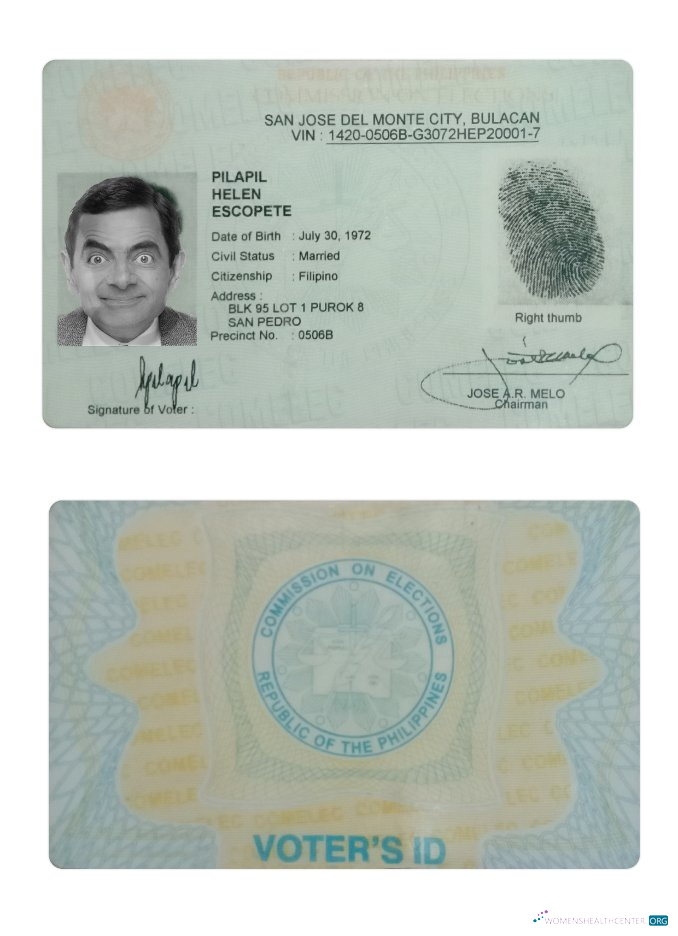 Профессиональный Скачать Филиппины San Jose Del Monte Voters ID Карта Photoshop Шаблон