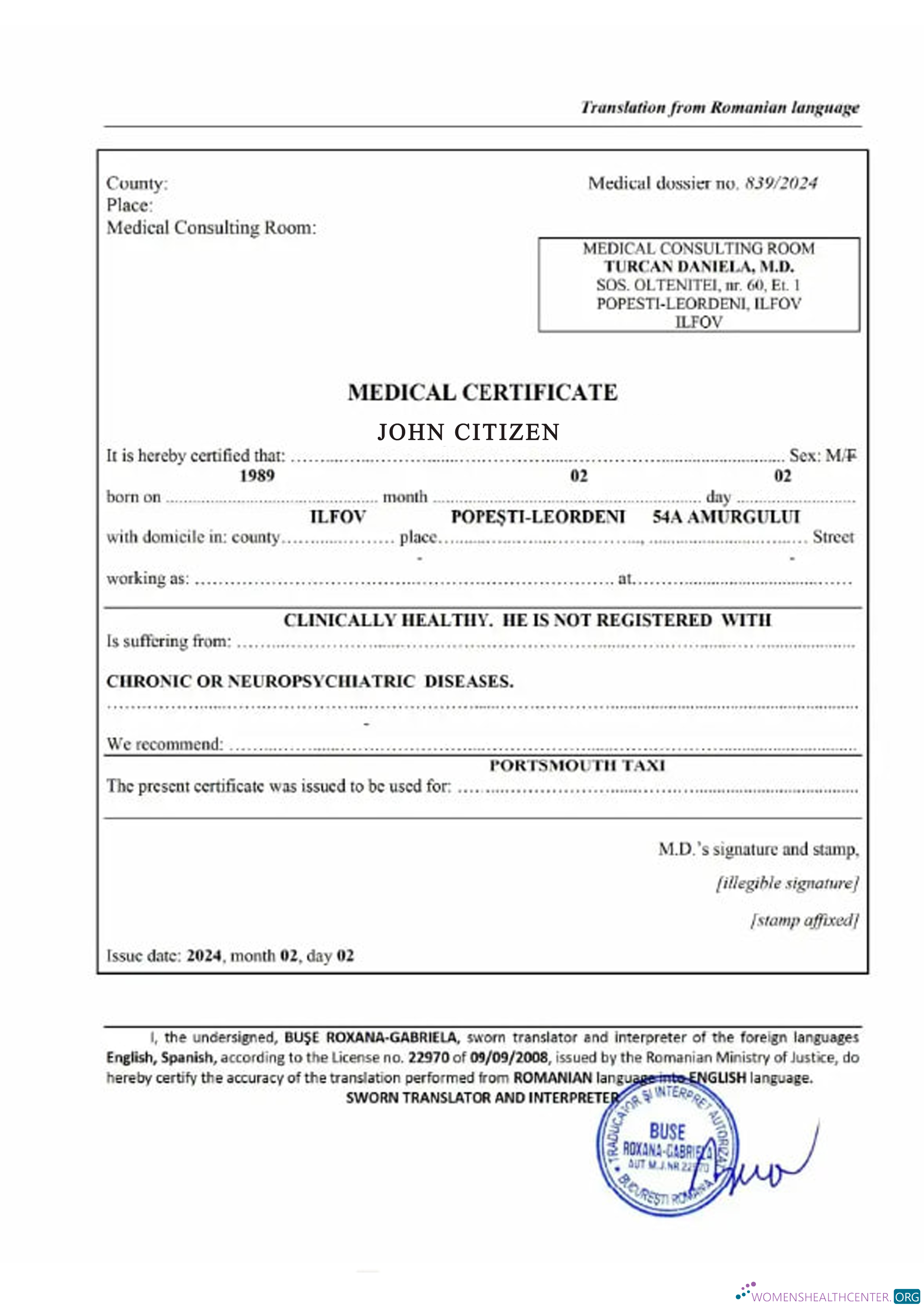 Качественный Скачать Румыния Medical Certificate Photoshop Шаблон