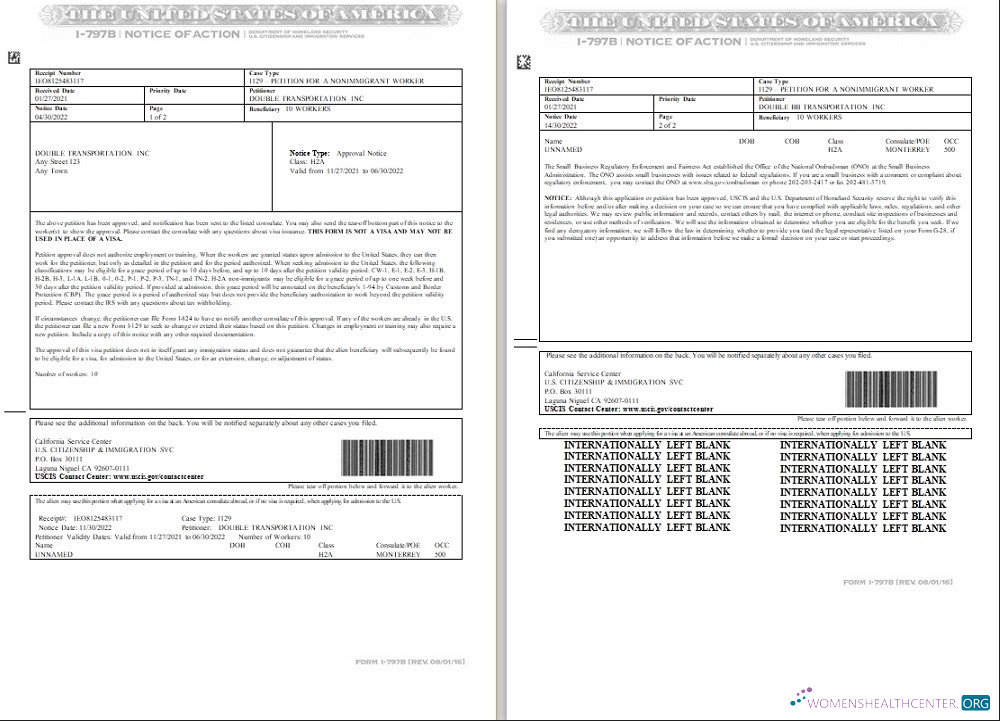 Реалистичный Скачать USA Form I 797B, Notice Action Шаблон в Word и PDF Формат (2 Страниц) Photoshop Шаблон