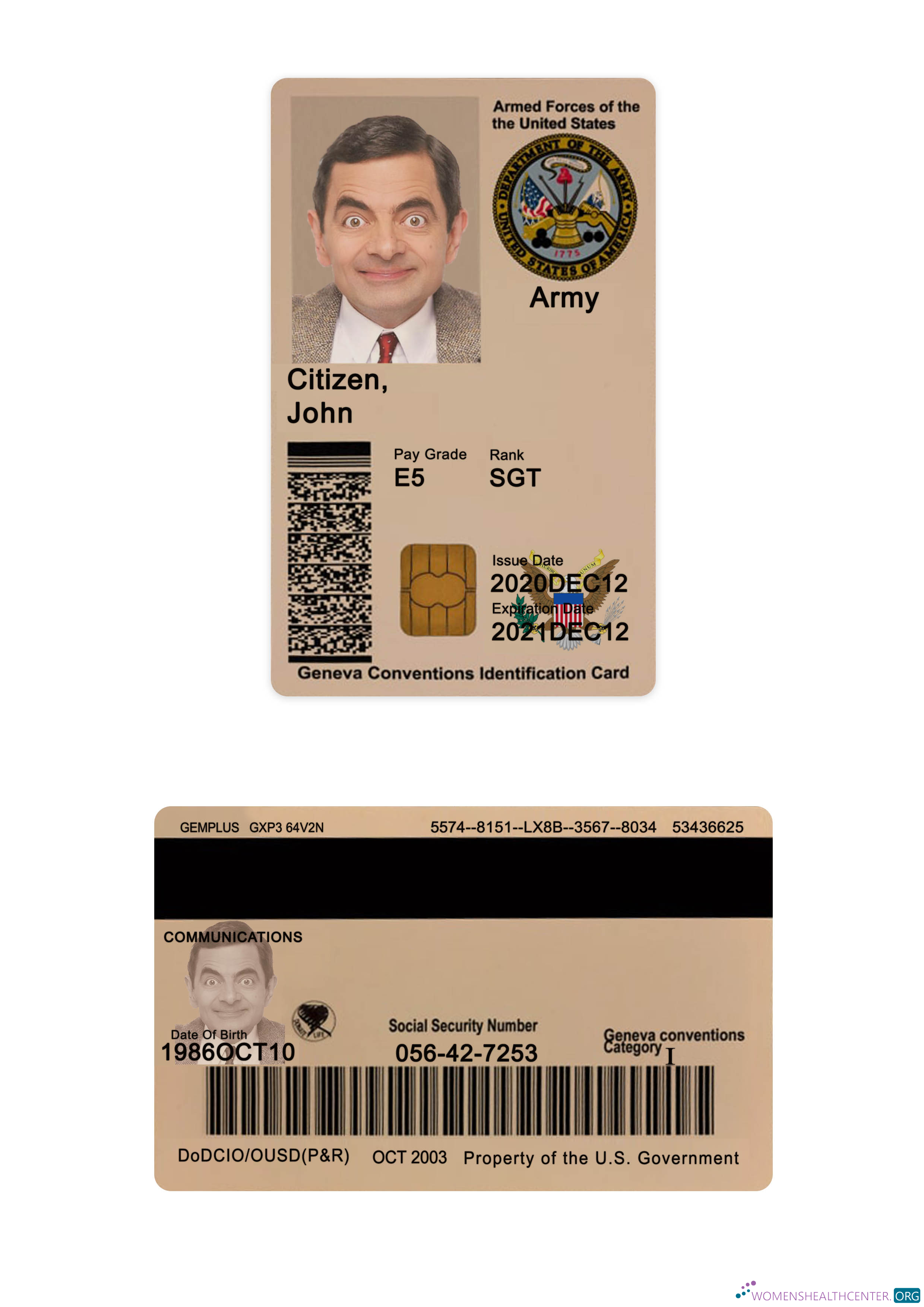 Премиум Скачать USA Military ID Карта Photoshop Шаблон