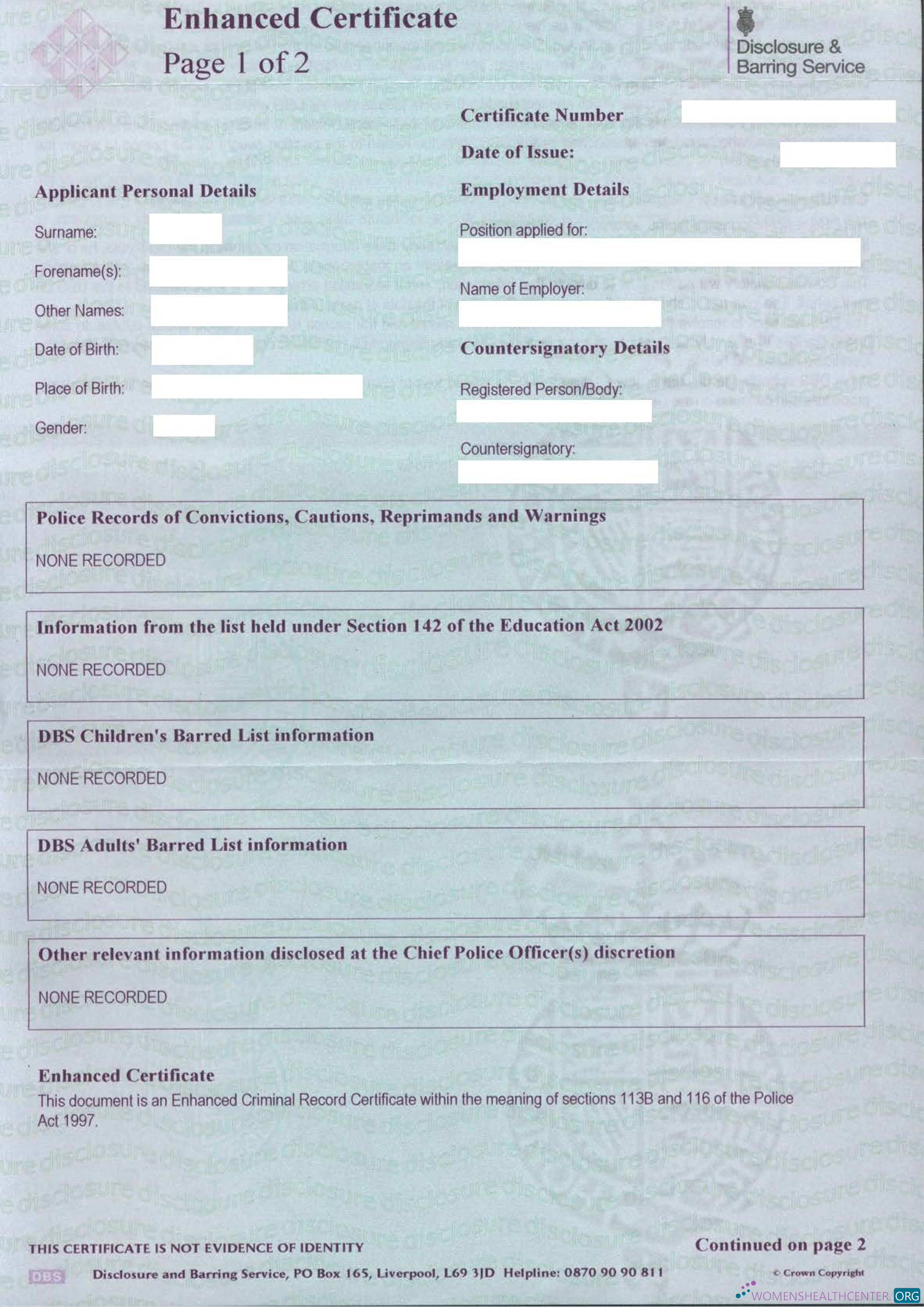 Качественный Скачать Великобритания Disclosure и Barring Служба (DBS) Certificate Photoshop Шаблон
