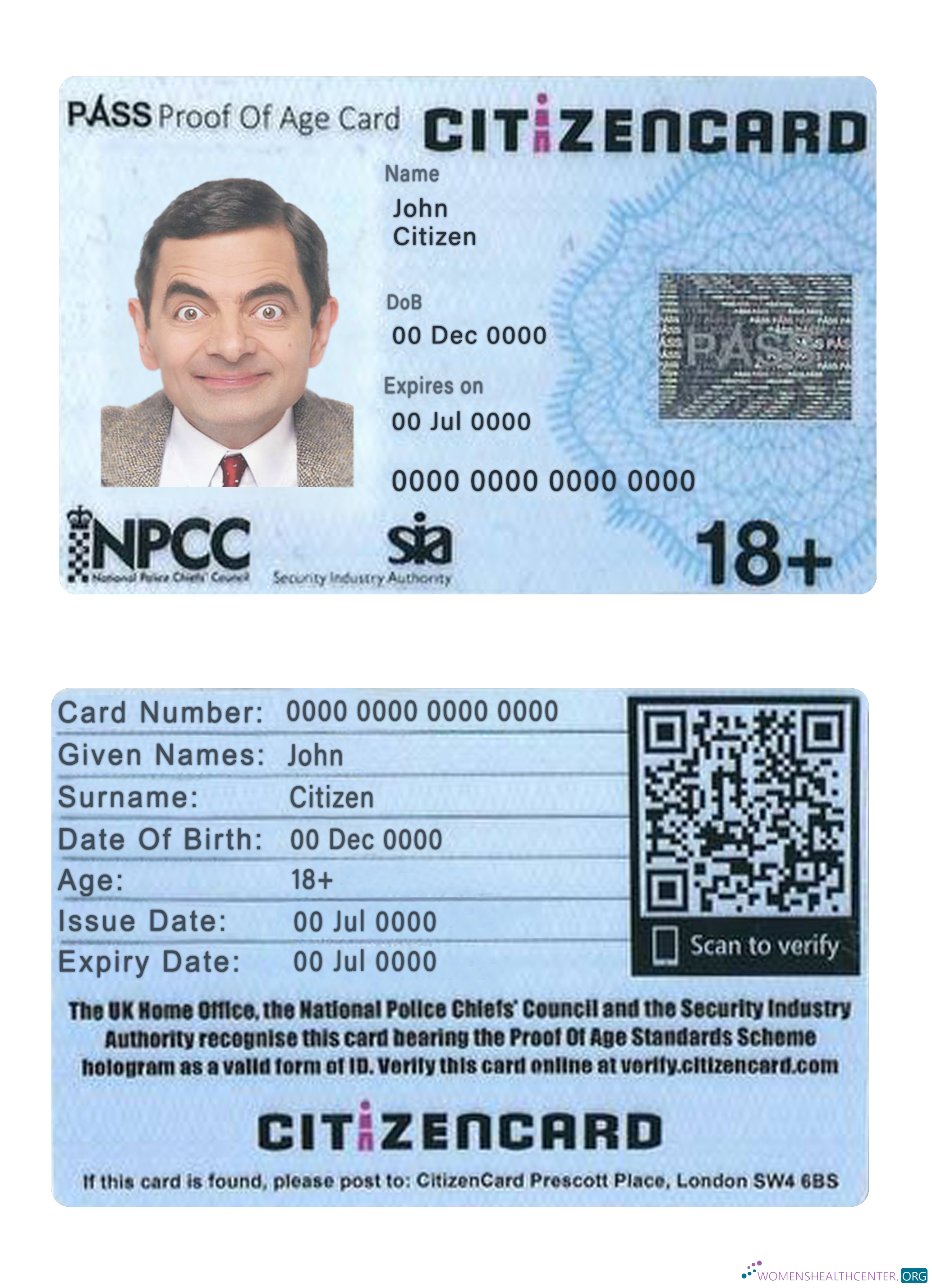 Редактируемый Скачать Великобритания Pass Подтверждение Age Citizencard Photoshop Шаблон