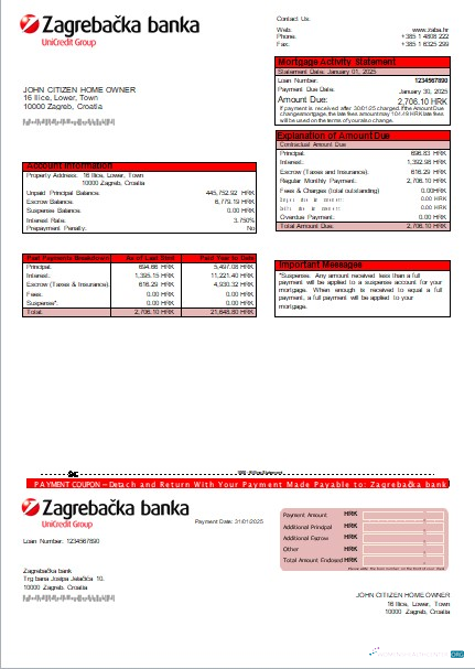 Качественный Скачать Хорватия Zagrebačka Банк Ипотека Выписка Scr Photoshop Шаблон