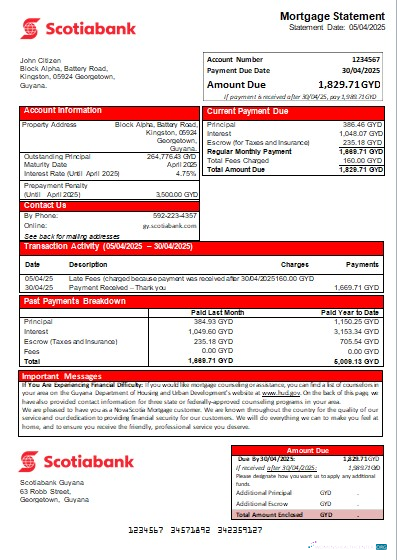 Качественный Скачать Гайана Банк Nova Scotia Банк Ипотека Выписка Scr Photoshop Шаблон