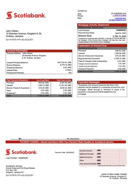 Качественный Скачать Ямайка Скошиабанк Ипотека Выписка Word и PDF Шаблон Photoshop Шаблон