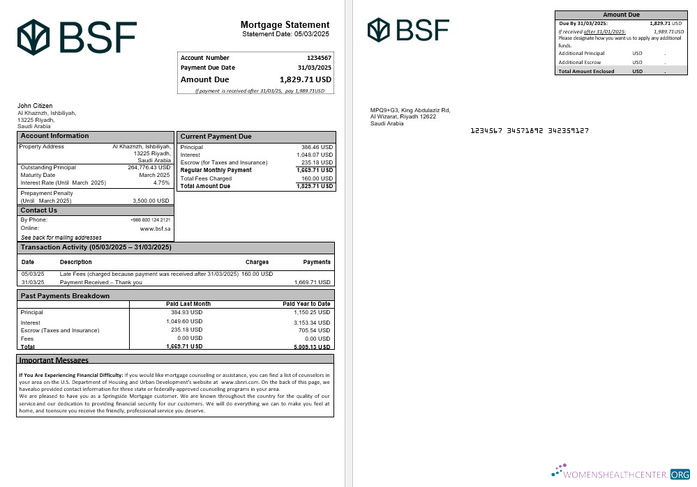 Премиум Скачать Саудовская Аравия Banque Saudi Fransi Ипотека Выписка в Word и PDF Formats Photoshop Шаблон