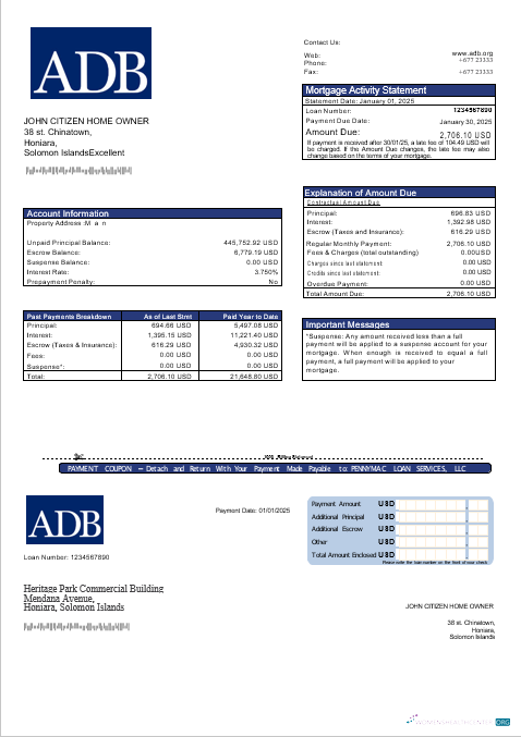 Премиум Скачать Соломоновы Острова ADB Банк Ипотека Выписка в Word и PDF Formats Photoshop Шаблон