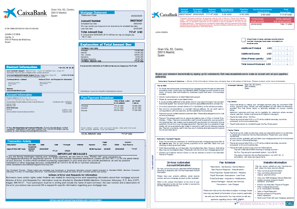 Премиум Скачать Испания Caixa Банк Ипотека Выписка в Word и PDF Formats 1 2 Photoshop Шаблон