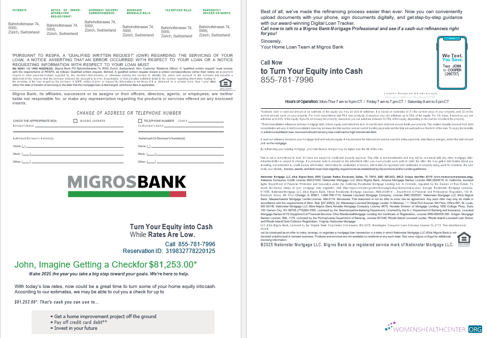 Качественный Скачать Swiss Migrosbank Банк Ипотека Займ Выписка в Word и PDF Formats 3 4 Photoshop Шаблон