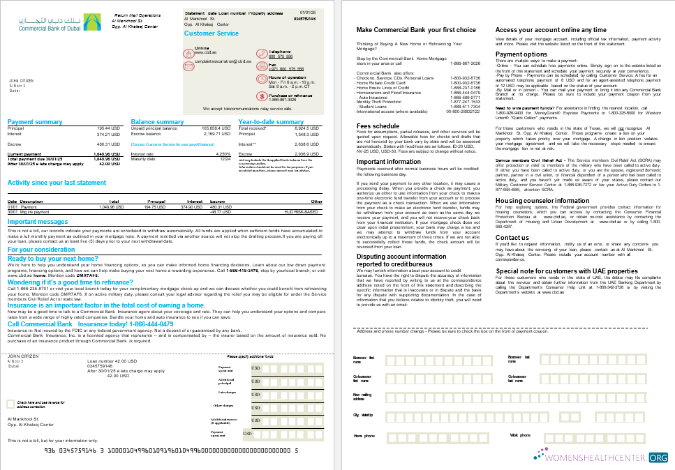 Премиум Скачать UAE Коммерческий Банк Ипотека Выписка в Word и PDF Formats, 2 Страниц Photoshop Шаблон