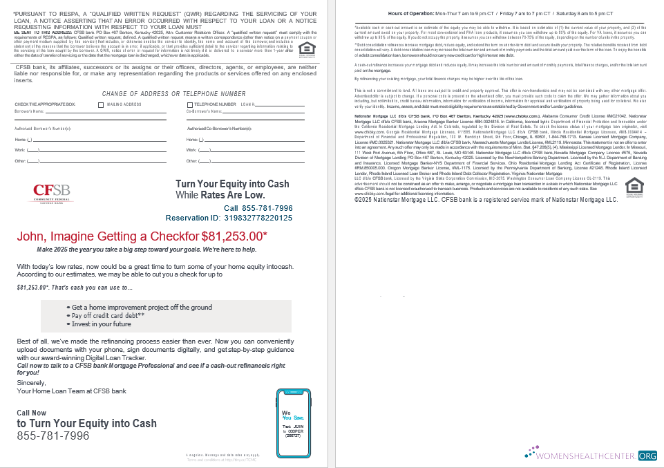 Премиум Скачать USA CFSB Банк Ипотека Займ Выписка в Word и PDF Formats , 4 Страниц 3 4 Photoshop Шаблон