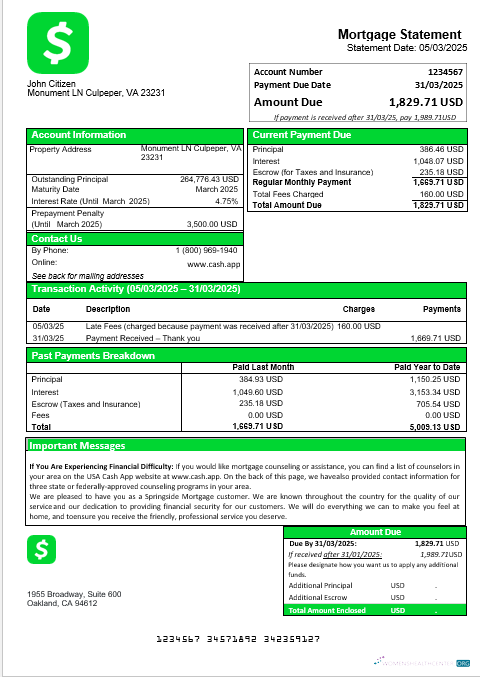 Премиум Скачать USA Cash App Ипотека Выписка в Word и PDF Formats Photoshop Шаблон