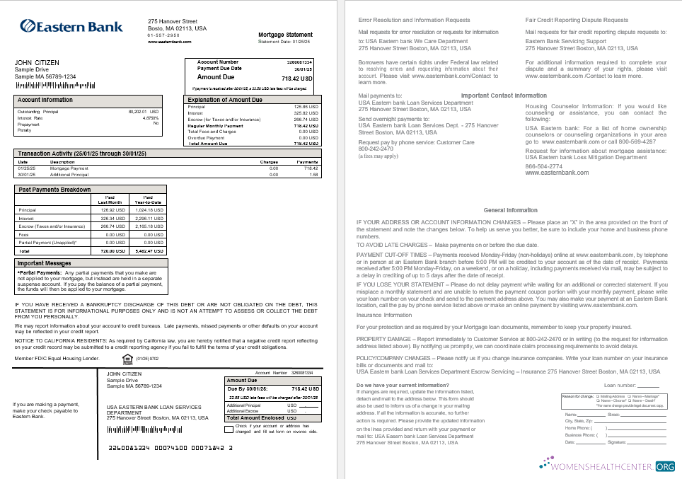Премиум Скачать USA Eastern Банк Ипотека Выписка в Word и PDF Formats Photoshop Шаблон