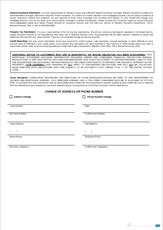 Качественный Скачать USA MidFlorida Кредитная Юнион Банк Ипотека Выписка в Word и PDF Formats Photoshop Шаблон