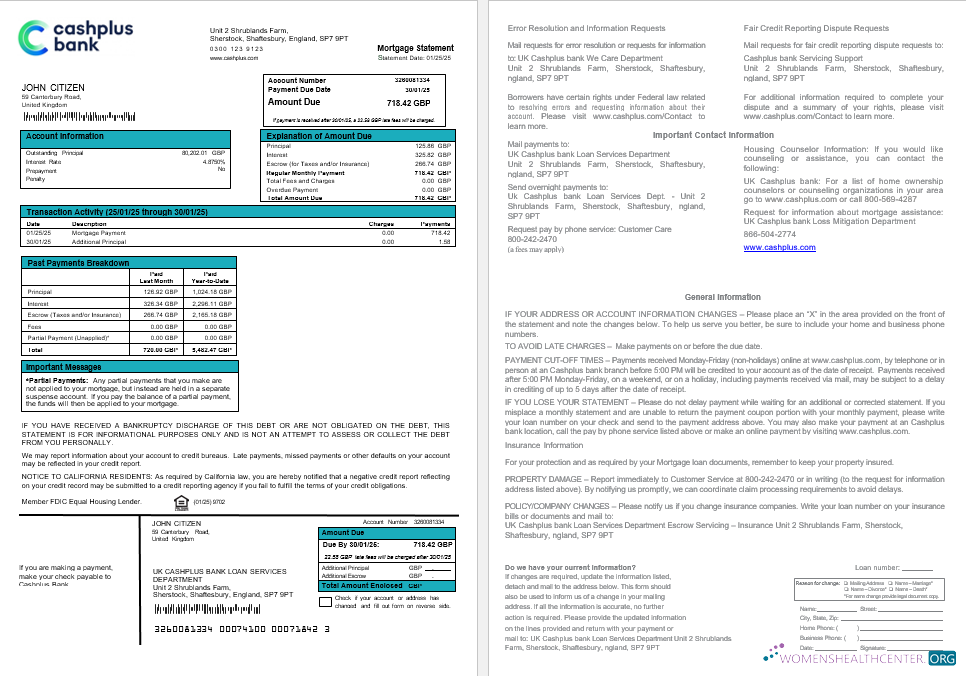 Качественный Скачать Великобритания Cashplus Банк Ипотека Выписка в Word и PDF Formats Photoshop Шаблон