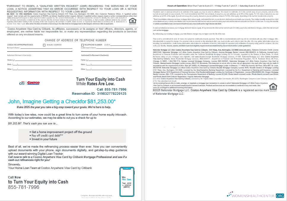 USA Costco Anywhere Visa Карта By Citi Банк Ипотека Займ Выписка в Word и PDF Formats , 4 Страниц 3 4 шаблон
