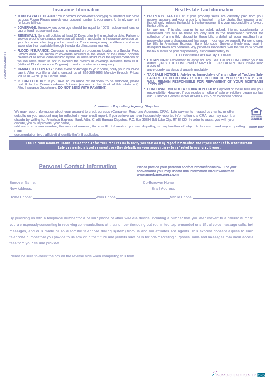 USA American Express Банк Ипотека Выписка в Word и PDF Formats, 3 Страниц 3 макет