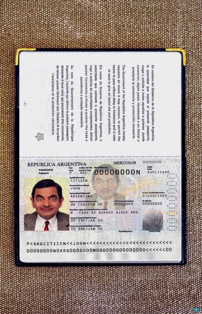 Реалистичный Скачать Аргентина Паспорт 2012 Настоящее Время Photo Look Photoshop Шаблон