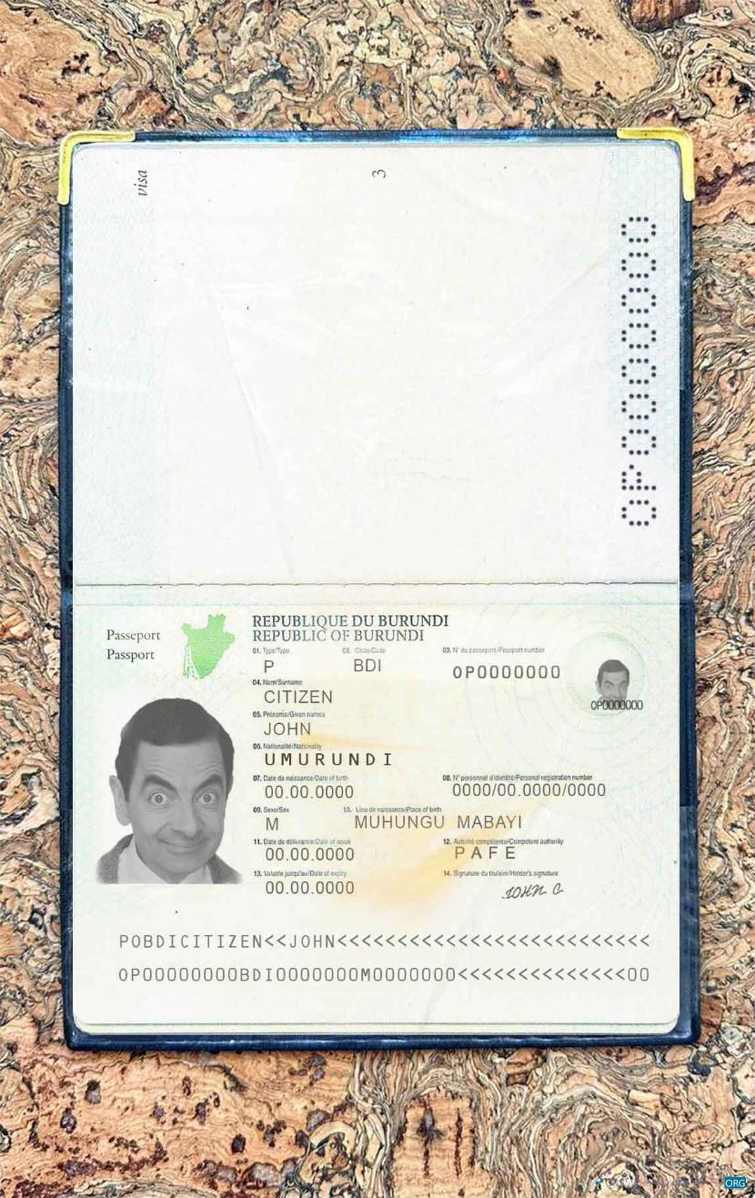 Профессиональный Скачать Бурунди Паспорт (2011 2019) Photo Look Photoshop Шаблон