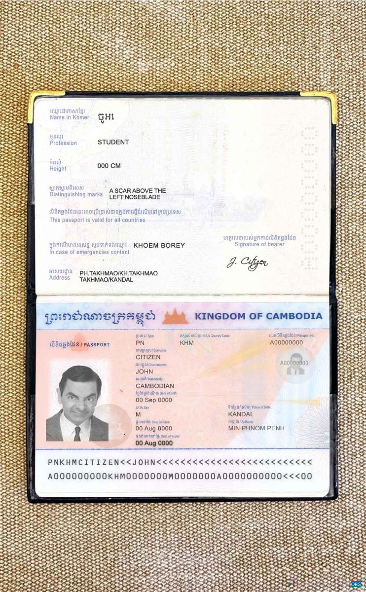 Реалистичный Скачать Камбоджа Паспорт Photo Look Photoshop Шаблон