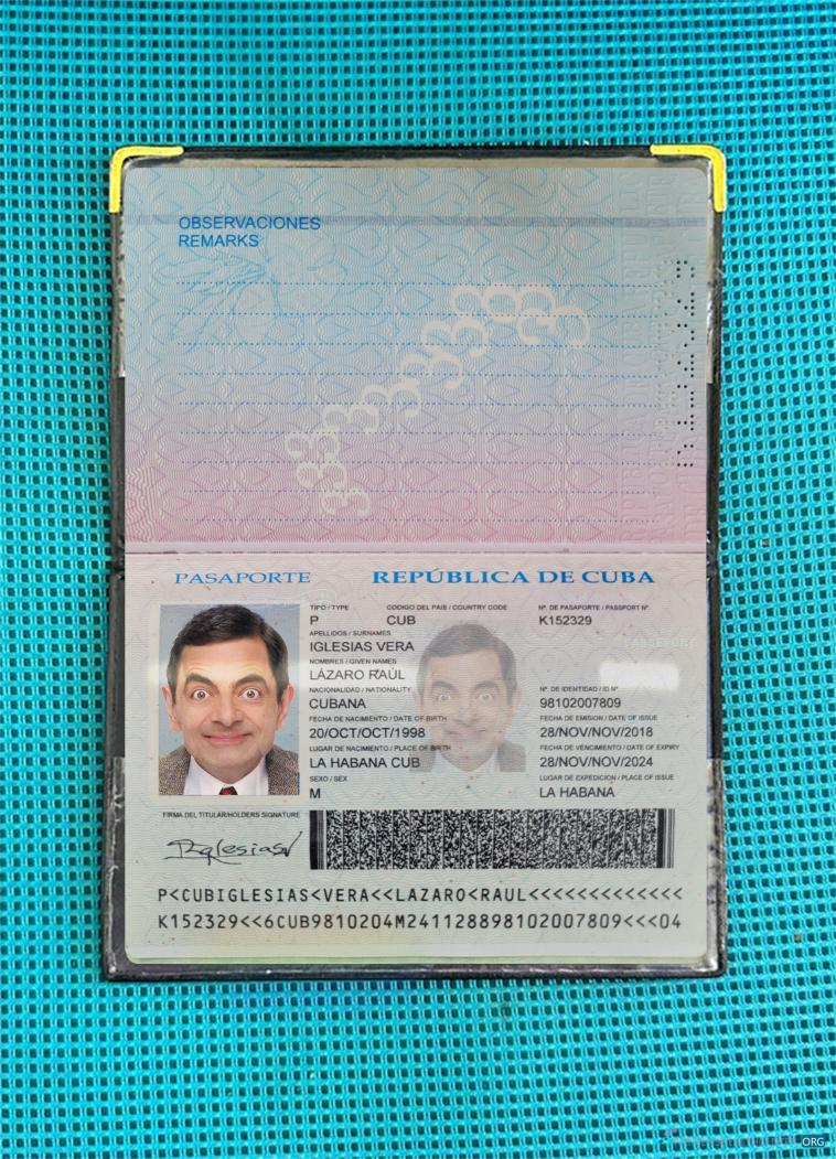 Редактируемый Скачать Куба Паспорт 2018 Настоящее Время Фотоэффект Photoshop Шаблон