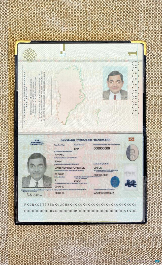Редактируемый Скачать Дания Паспорт 2022 Настоящее Время Фотоэффект Photoshop Шаблон