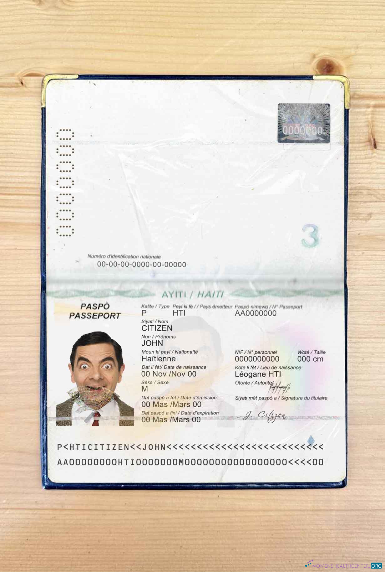 Редактируемый Скачать Гаити Паспорт Photo Look Photoshop Шаблон