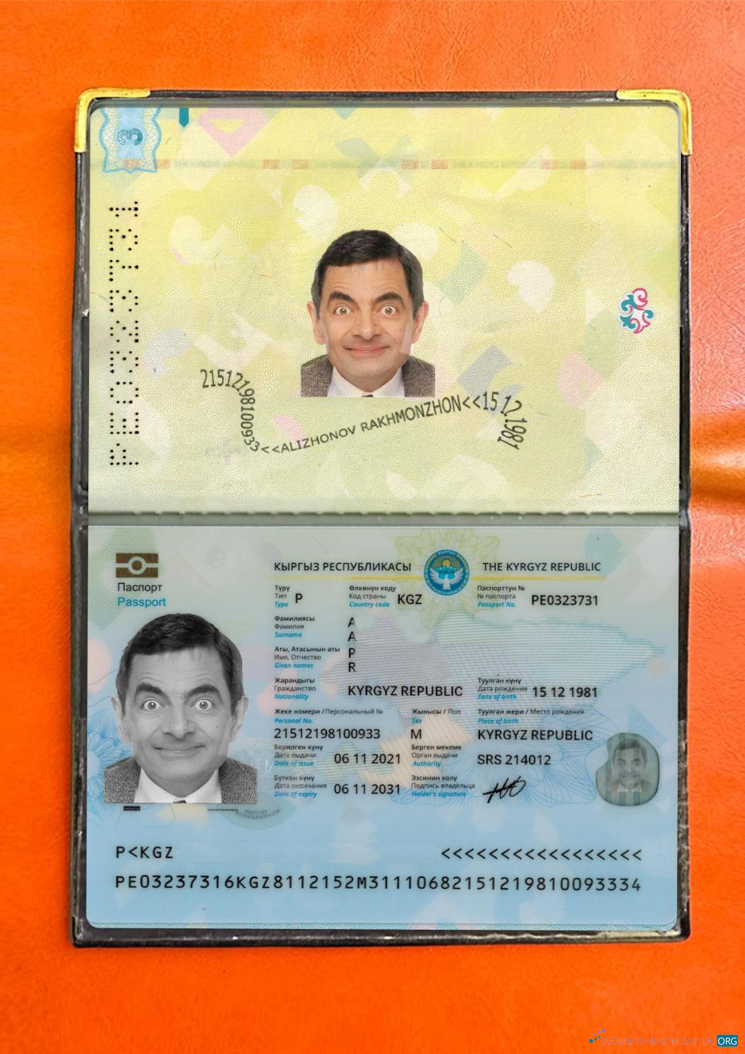 Редактируемый Скачать Kyrgyz Паспорт 2021 Настоящее Время Фотоэффект Photoshop Шаблон