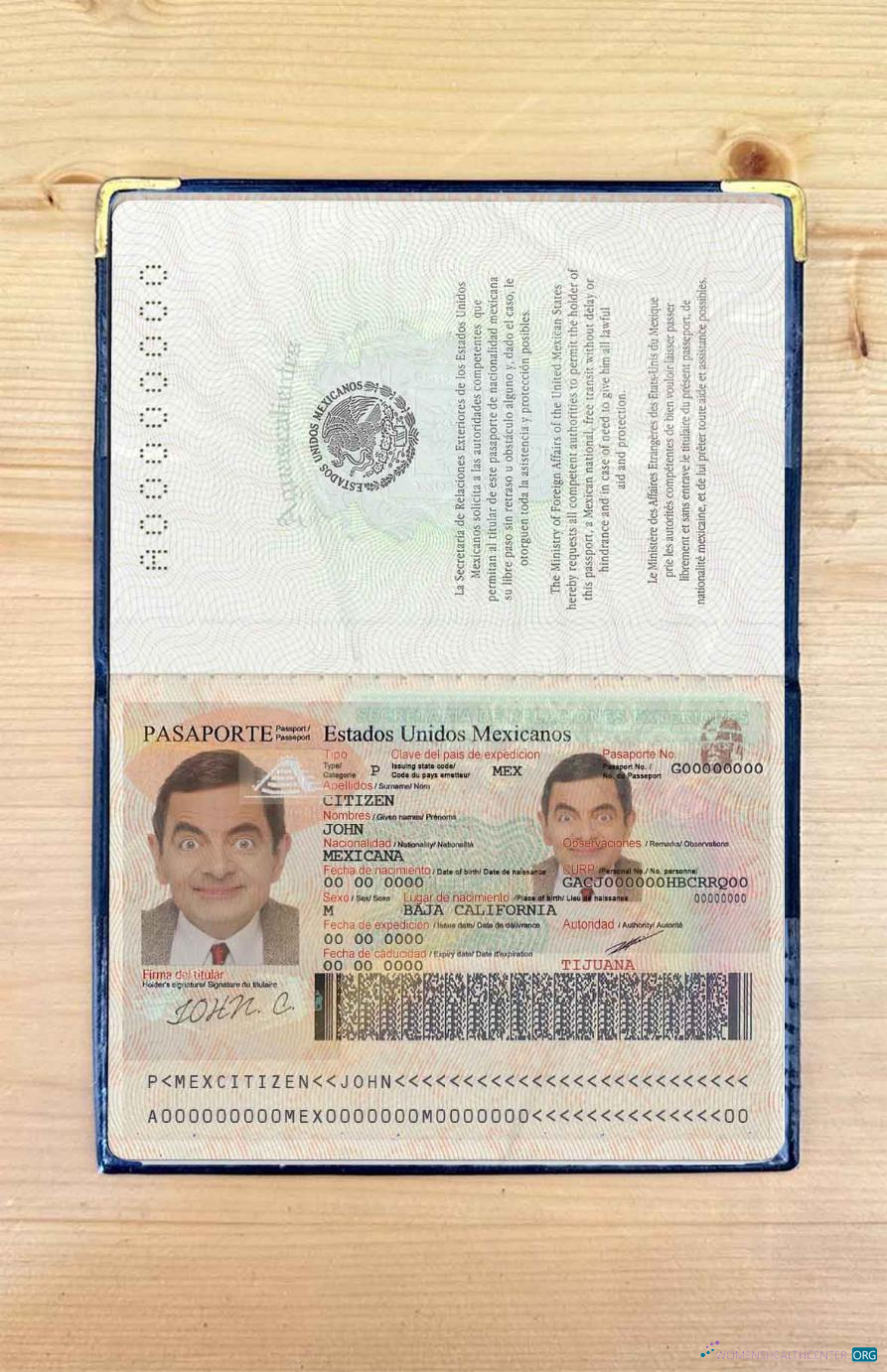 Реалистичный Скачать Мексика Паспорт Photo Look Photoshop Шаблон