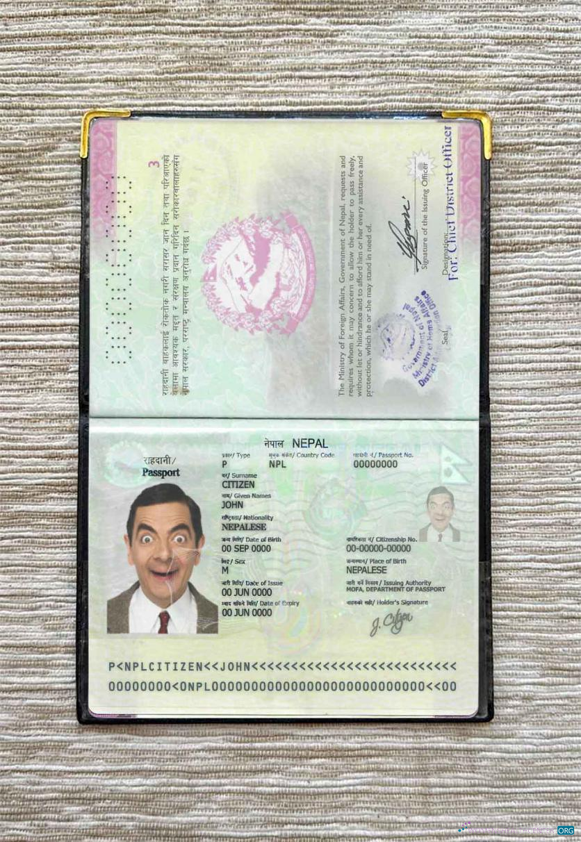 Редактируемый Скачать Непал Паспорт Photo Look Photoshop Шаблон