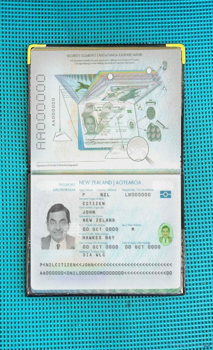 Реалистичный Скачать Новая Зеландия Паспорт (2005 Настоящее Время) Photo Look Photoshop Шаблон