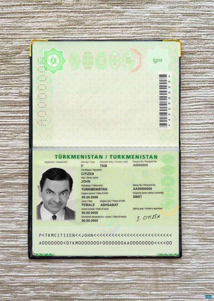Редактируемый Скачать Туркменистан Паспорт (2018 Настоящее Время) Photo Look Photoshop Шаблон