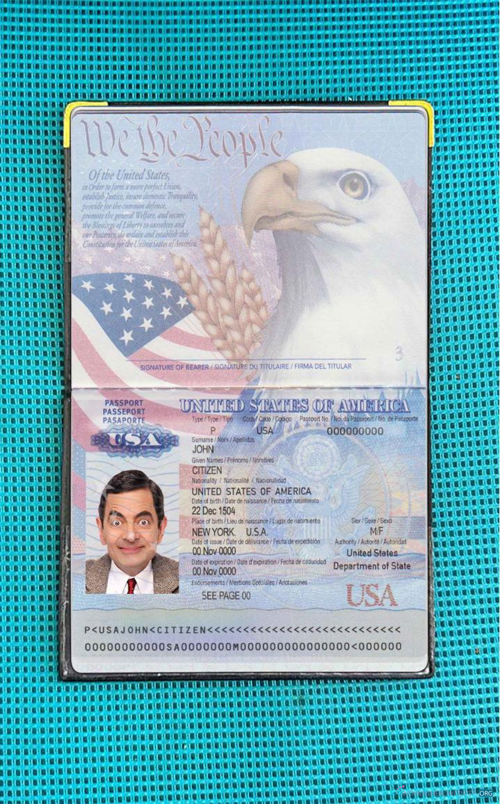 Профессиональный Скачать USA Паспорт 2007 2022 Photo Look Photoshop Шаблон