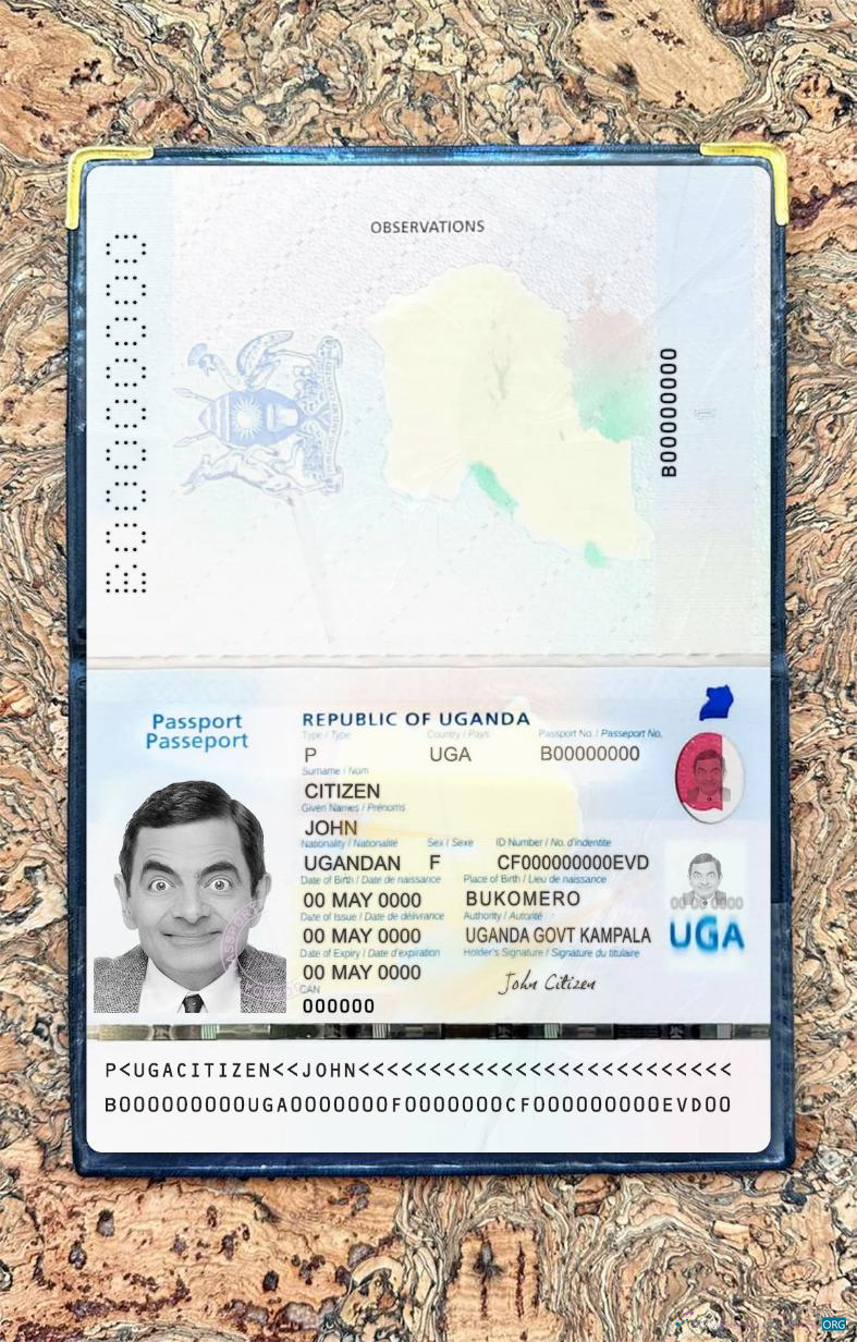 Реалистичный Скачать Уганда Паспорт 2023 Настоящее Время Фотоэффект Photoshop Шаблон