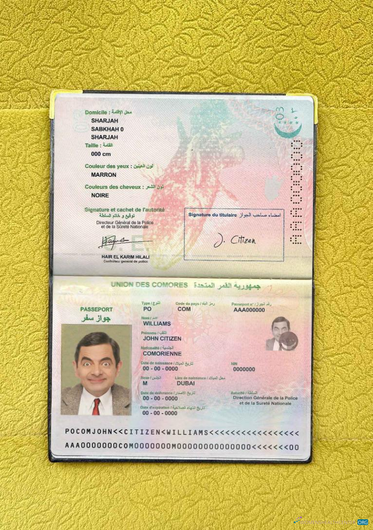 Реалистичный Скачать Юнион Des Comores Паспорт Photo Look Photoshop Шаблон