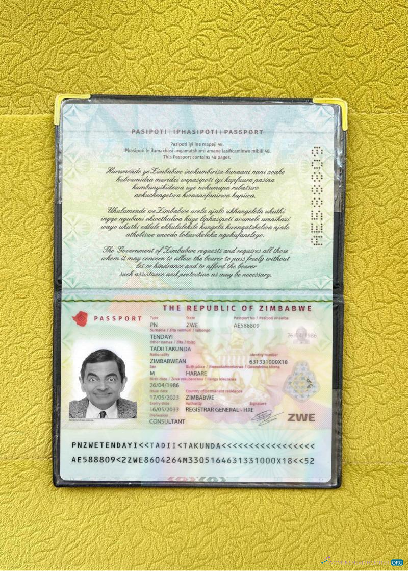 Премиум Скачать Зимбабве Паспорт 2023 Настоящее Время Фотоэффект Photoshop Шаблон
